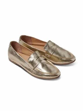 Beek Champagne Gold Leather Penny Loafers- LIKE NEW